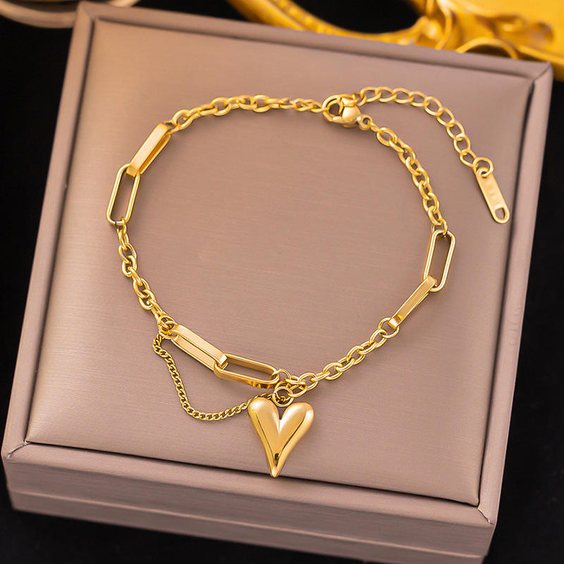 Anti-Tarnish Gold Heart Charm Bracelet -Dainty & Durable Love Jewelry